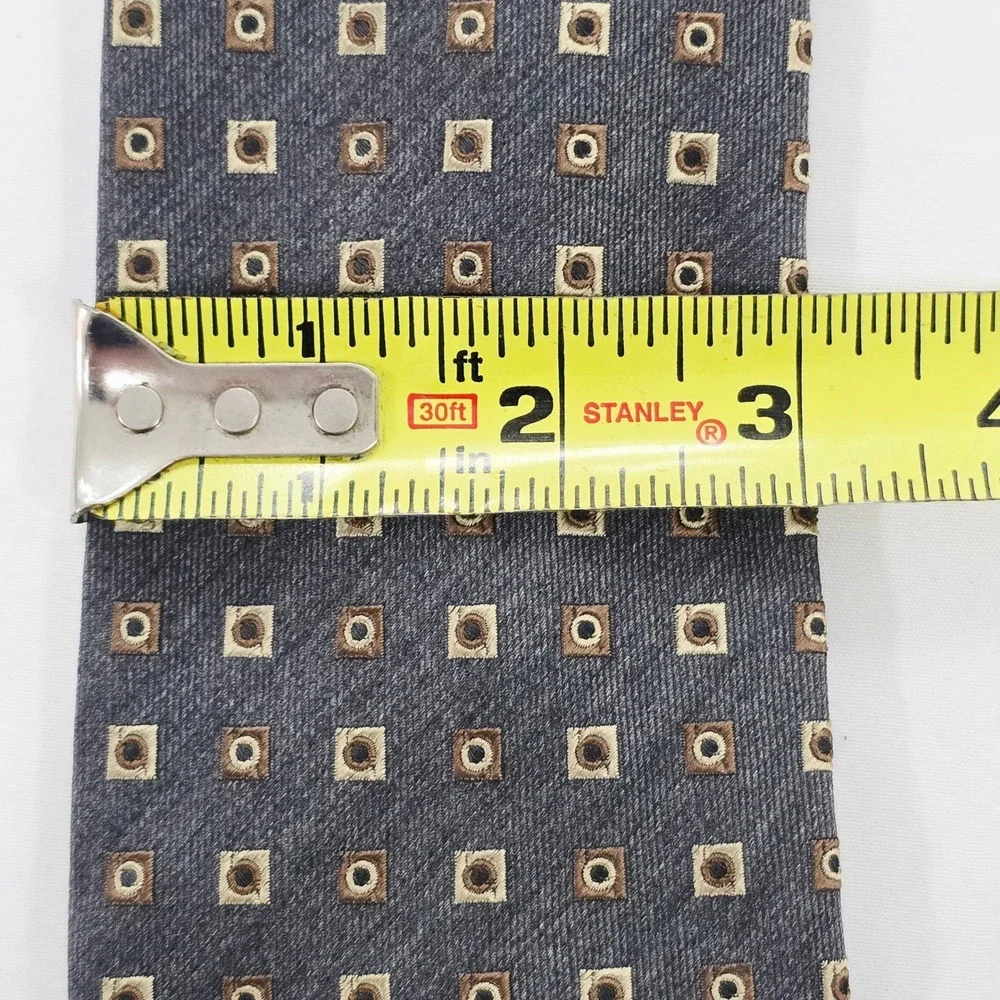 Geoffrey Beene Men's Necktie Gray‎ Brown Geometric Silk Designer Tie